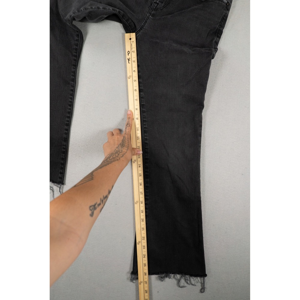 Frame Le Crop Mini Boot Jeans Women's 28 Black Raw Hem Cropped Stretch Denim - Picture 8 of 12